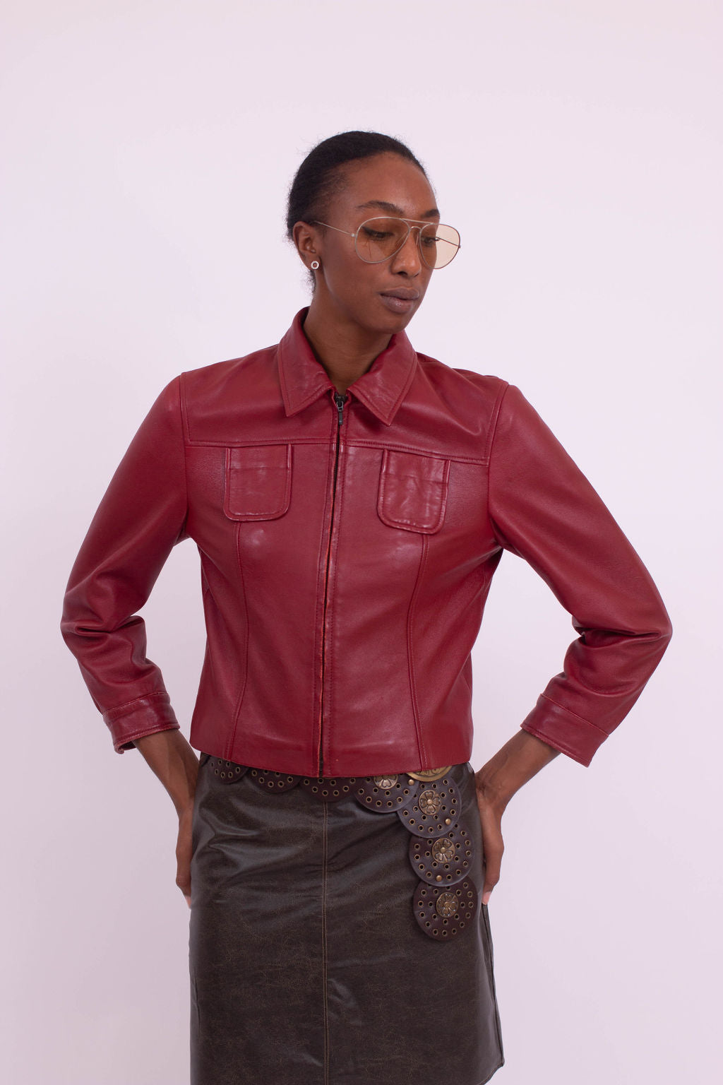 Cherry Red Leather Jacket